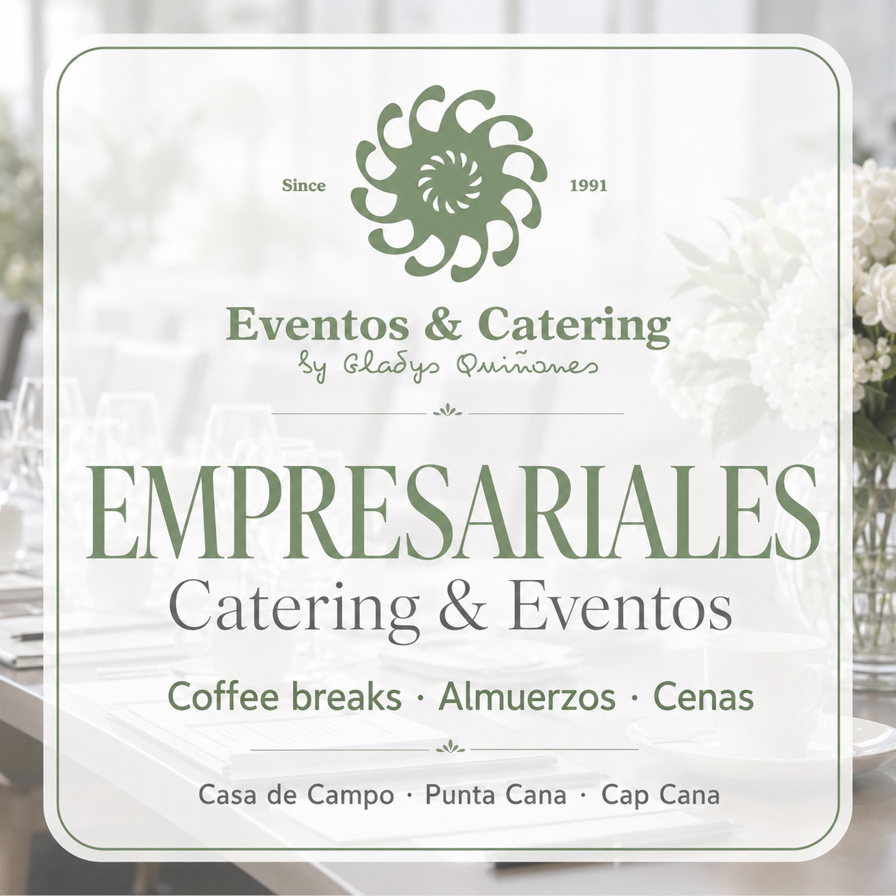 🏢 Eleva la experiencia de tu próximo evento empresarial.

Ofrecemos catering y montaje para actividades corporativas, coffee breaks, almuerzos, cenas, lanzamientos y celebraciones privadas.

Cuidamos la presentación, el servicio y cada detalle para que tu marca se vea impecable.

📲 Agenda tu evento empresarial con nosotros.

#EventosEmpresariales #CateringRD #EventosCorporativos #PuntaCana